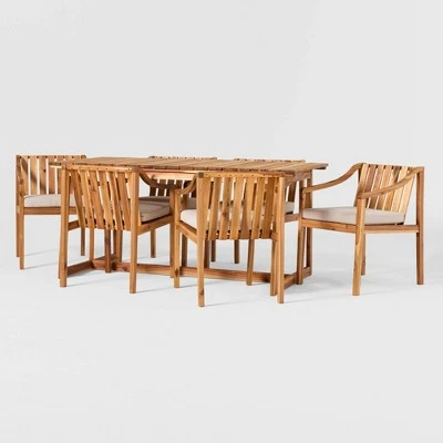 7pc Modern Slatted Wood Outdoor Dining Set - Saracina Home 7pc Modern Slatted Wood Outdoor Dining Set - Saracina Home -Saracina Home Shop GUEST 004dfb25 1c23 4390 ab30 32ab6c6abcb4