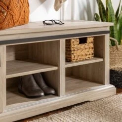 48" Transitional Sliding Door Wood And Metal Bench - Saracina Home 9 48" Transitional Sliding Door Wood And Metal Bench - Saracina Home -Saracina Home Shop GUEST 00a99006 dc6a 4e1a 8f27 fcc106c29cdb