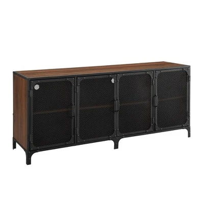 Urban Industrial Metal Mesh 4 Door TV Stand for TVs up to 65" Dark Walnut - Saracina Home Urban Industrial Metal Mesh 4 Door TV Stand For TVs Up To 65" Dark Walnut - Saracina Home -Saracina Home Shop GUEST 01cd9568 40d5 4140 91ff 257b979565f5