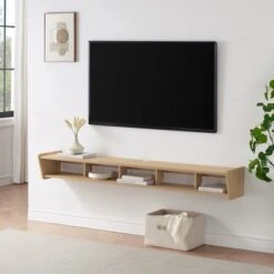 Modern Minimalist Floating TV Stand For TVs Up To 70" With Open Storage - Saracina Home -Saracina Home Shop GUEST 023d9550 9b99 49a8 ac43 b9d15c1a1c9d