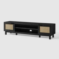 Modern Boho Storage TV Stand For TVs Up To 80" With Rattan Doors - Saracina Home -Saracina Home Shop GUEST 05b74f8b 15fd 47e0 805b d65b865792a5