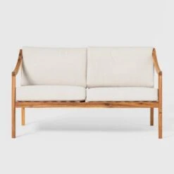 Saracina Home Mid-Century Modern Slatted Acacia Outdoor Bench With Cushions -Saracina Home Shop GUEST 068799d8 e746 42bf af05 c3a590ca4c43