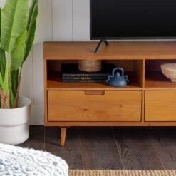 Cara 3 Drawer Mid-Century Modern 3 Drawer TV Stand For TVs Up To 80" - Saracina Home -Saracina Home Shop GUEST 0824ed10 634d 442e 93d1 6435deb8cb30