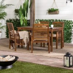 Ravenscroft 5pc Acacia Wood Patio Dining Set - Saracina Home