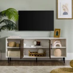 Angelo Modern 2 Door Bookmatch TV Stand For TVs Up To 65" Ash Brown/White - Saracina Home 9 Angelo Modern 2 Door Bookmatch TV Stand For TVs Up To 65" Ash Brown/White - Saracina Home -Saracina Home Shop GUEST 0a4b4f3c 82b4 472c 942b daadcde506da