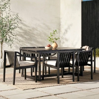 7pc Modern Slatted Wood Outdoor Dining Set - Saracina Home 7pc Modern Slatted Wood Outdoor Dining Set - Saracina Home -Saracina Home Shop GUEST 0c28c111 adac 42af bd30 a4565a7bfa7b