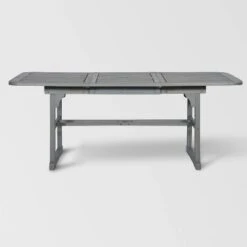 Ravenscroft Modern Boho Acacia Wood Slat Top Rectangle Extendable Outdoor Table - Saracina Home