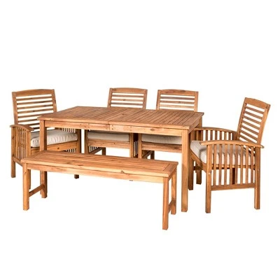 Ravenscroft 6pc Acacia Wood Patio Dining Set - Brown - Saracina Home Ravenscroft 6pc Acacia Wood Patio Dining Set - Brown - Saracina Home -Saracina Home Shop GUEST 137c471a 2562 4437 bb65 6d5afb58f905