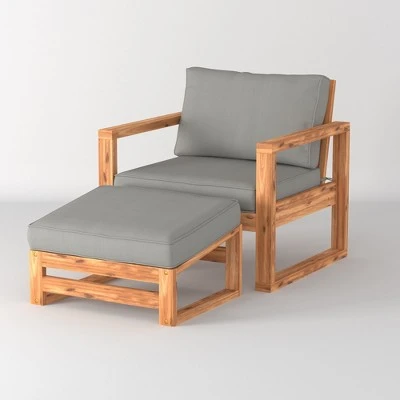 Galia 2pc Square Leg Acacia Wood Chair and Ottoman with Cushions - Brown - Saracina Home Galia 2pc Square Leg Acacia Wood Chair And Ottoman With Cushions - Brown - Saracina Home -Saracina Home Shop GUEST 166ad4fe 8b58 4635 b854 caa776581feb