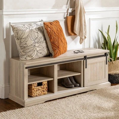 48" Transitional Sliding Door Wood and Metal Bench - Saracina Home 48" Transitional Sliding Door Wood And Metal Bench - Saracina Home -Saracina Home Shop GUEST 16e24e36 8706 4079 829b 76ca9e8797ff