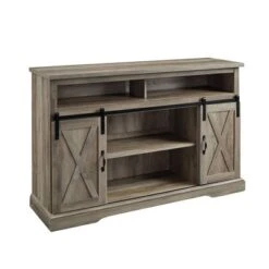 Transitional Sliding Barndoor Highboy TV Stand For TVs Up To 58" - Saracina Home -Saracina Home Shop GUEST 18d26976 2f57 4c04 a287 c8a5544778c9