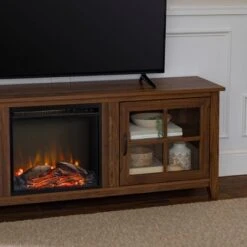 Tasi Transitional Farmhouse Glass Window Pane Door With Electric Fireplace TV Stand For TVs Up To 80" - Saracina Home -Saracina Home Shop GUEST 1b7e41d8 8ce5 4d62 aab3 807810439b3d