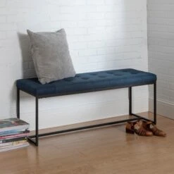 48" Upholstered Bench With Metal Base - Saracina Home