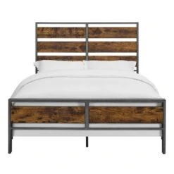 Queen Urban Chic Metal And Wood Plank Bed Brown - Saracina Home -Saracina Home Shop GUEST 1edbf943 9085 4030 9489 6c7babf0e6c6
