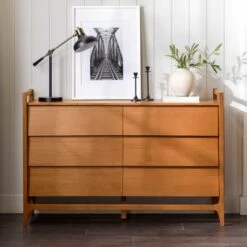 Mid-Century Modern Solid Wood Paneled 6 Drawer Dresser - Saracina Home 4 Mid-Century Modern Solid Wood Paneled 6 Drawer Dresser - Saracina Home -Saracina Home Shop GUEST 20c20e45 936f 4c17 b32f 7474d2ba7530