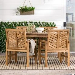 5pc Slatted Chevron Acacia Wood Patio Dining Set - Saracina Home -Saracina Home Shop GUEST 20f2dc73 f40a 420a 99ac 931b68bf64e3