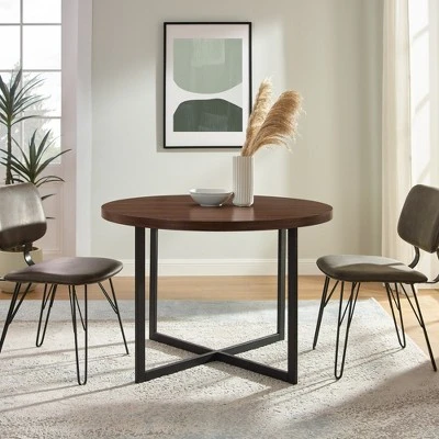 Modern 42" Round Intersecting Leg Dining Table Dark Walnut - Saracina Home Modern 42" Round Intersecting Leg Dining Table Dark Walnut - Saracina Home -Saracina Home Shop GUEST 22b710d1 5032 4864 b154 aaea26781a6f