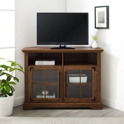 Avalene Rustic Farmhouse Corner TV Stand for TVs up to 50" Natural Walnut - Saracina Home Avalene Rustic Farmhouse Corner TV Stand For TVs Up To 50" Natural Walnut - Saracina Home -Saracina Home Shop GUEST 24a430f9 4680 4615 b716 7377396a0a55