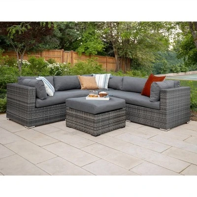 4pc Metal Multi-Shade Rattan Sectional - Gray - Saracina Home 4pc Metal Multi-Shade Rattan Sectional - Gray - Saracina Home -Saracina Home Shop GUEST 273a4d33 7d82 40c4 8d88 2555be4e1d30