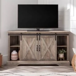 Robinson Rustic Transitional Sliding Barn Door Corner TV Stand For TVs Up To 58" - Saracina Home -Saracina Home Shop GUEST 2a8674a7 afa5 495d a06e d2ee6c0c2370