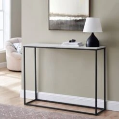 Owen Urban Box Frame Entryway Table Faux Marble White/Black - Saracina Home 4 Owen Urban Box Frame Entryway Table Faux Marble White/Black - Saracina Home -Saracina Home Shop GUEST 2ab1ab21 23d3 4480 bd6c b07fc60c62bc