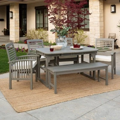 Ravenscroft 6pc Acacia Wood Patio Dining Set with Bench - Gray Wash - Saracina Home Ravenscroft 6pc Acacia Wood Patio Dining Set With Bench - Gray Wash - Saracina Home -Saracina Home Shop GUEST 2ada4af1 ac57 426c 9994 bf71f735d804