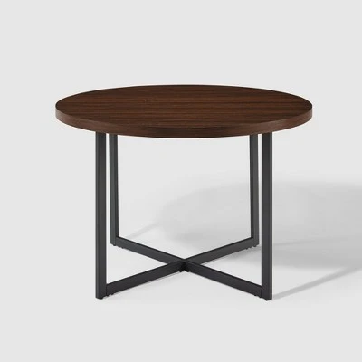Modern 42" Round Intersecting Leg Dining Table Dark Walnut - Saracina Home Modern 42" Round Intersecting Leg Dining Table Dark Walnut - Saracina Home -Saracina Home Shop GUEST 2d044005 271c 4633 bf9e a49376431e73