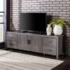 Modern Urban Industrial TV Stand For TVs Up To 80" Charcoal - Saracina Home