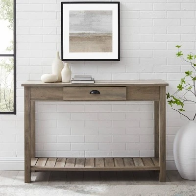 June Rustic Farmhouse Entry Table with Lower Shelf Gray Wash - Saracina Home June Rustic Farmhouse Entry Table With Lower Shelf Gray Wash - Saracina Home -Saracina Home Shop GUEST 2d962bd5 df42 4083 8914 633d4481e956