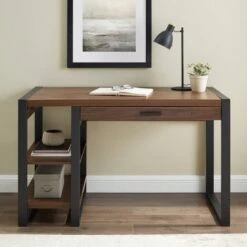 48" Industrial Farmhouse Tech Desk With USB Dark Walnut - Saracina Home -Saracina Home Shop GUEST 2da0d29c b949 462a a21b f88d048fd8f1