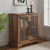 Avalene Modern Farmhouse 2 Door Glass Windowpane Accent Cabinet Rustic Oak - Saracina Home -Saracina Home Shop GUEST 3142c03b 256f 46e4 bf8a 0f30e70c9319