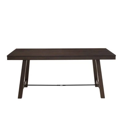 71" Tanya Modern Farmhouse Metal Stretcher Dining Table Dark Brown Oak - Saracina Home 71" Tanya Modern Farmhouse Metal Stretcher Dining Table Dark Brown Oak - Saracina Home -Saracina Home Shop GUEST 318da050 abf9 4756 b1f1 bc601f9c5ee6