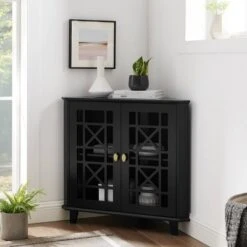 2 Door Corner Accent Cabinet With Fretwork Doors - Saracina Home 11 2 Door Corner Accent Cabinet With Fretwork Doors - Saracina Home -Saracina Home Shop GUEST 33460c8d 731e 484d b65b b46663cb9a4a