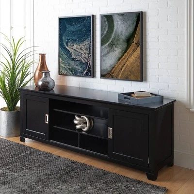 Sliding Door Transitional Wood Storage TV Stand for TVs up to 80" Black - Saracina Home Sliding Door Transitional Wood Storage TV Stand For TVs Up To 80" Black - Saracina Home -Saracina Home Shop GUEST 33becb56 05dc 423e a6f8 7c70aa6e23f1
