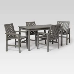 5pc Slatted Chevron Acacia Wood Patio Dining Set - Saracina Home -Saracina Home Shop GUEST 3532f1a3 85f3 42b2 b36d 7fefcb3640cd
