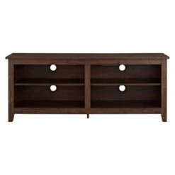 Transitional 4 Cubby Wood Open Storage TV Stand For TVs Up To 65"- Saracina Home -Saracina Home Shop GUEST 35ddccd8 7420 4781 824a 55a3b4dec1bf