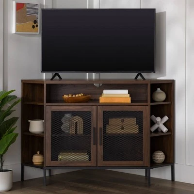 Corner TV Stand for TVs up to 55" with Metal Mesh Doors - Saracina Home Corner TV Stand For TVs Up To 55" With Metal Mesh Doors - Saracina Home -Saracina Home Shop GUEST 37c2fa85 ab08 4b35 a28d 41518b8299c5