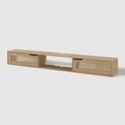 Modern Boho Floating TV Stand For TVs Up To 80" With Rattan Doors Coastal Oak - Saracina Home 7 Modern Boho Floating TV Stand For TVs Up To 80" With Rattan Doors Coastal Oak - Saracina Home -Saracina Home Shop GUEST 3a100323 f49a 4189 ba7b ff83251adcba