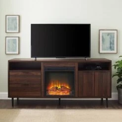 Ronan Modern Storage With Electric Fireplace TV Stand For TVs Up To 65" - Saracina Home