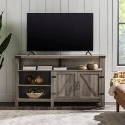 2 Door Farmhouse Highboy TV Stand For TVs Up To 65" Gray Wash - Saracina Home 8 2 Door Farmhouse Highboy TV Stand For TVs Up To 65" Gray Wash - Saracina Home -Saracina Home Shop GUEST 3ace0b88 f9ed 4110 a3a1 b44035ed3d4f