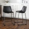 Set Of 2 Laslo Modern Upholstered Faux Leather Counter Height Barstools - Saracina Home