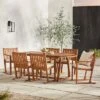 Saracina Home 7pc Modern Slatted Acacia Outdoor Dining Set With Trapezoid Legs -Saracina Home Shop GUEST 3b9e8d9b 833d 4838 9a99 7fd8ec393cf2