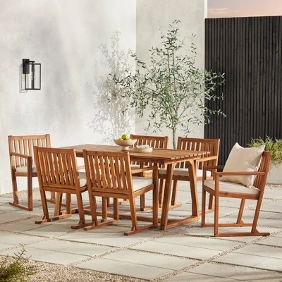 Saracina Home 7pc Modern Slatted Acacia Outdoor Dining Set with Trapezoid Legs Saracina Home 7pc Modern Slatted Acacia Outdoor Dining Set With Trapezoid Legs -Saracina Home Shop GUEST 3b9e8d9b 833d 4838 9a99 7fd8ec393cf2