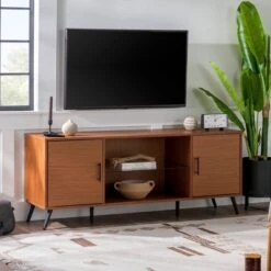 2 Door Mid-Century Modern Wood Storage TV Stand For TVs Up To 65" - Saracina Home -Saracina Home Shop GUEST 3bbb6a39 9749 4089 be2e f454c4ed782a