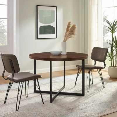 Modern 42" Round Intersecting Leg Dining Table Dark Walnut - Saracina Home Modern 42" Round Intersecting Leg Dining Table Dark Walnut - Saracina Home -Saracina Home Shop GUEST 3bfb4268 368c 4b7a b66b da94263e341c
