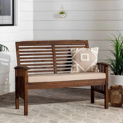 Ravenscroft Modern Boho Acacia Wood Slatted Outdoor Loveseat with Cushion - Saracina Home Ravenscroft Modern Boho Acacia Wood Slatted Outdoor Loveseat With Cushion - Saracina Home -Saracina Home Shop GUEST 40bff483 b5bb 44be 88db 6989c5aba85c