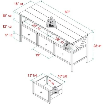 Farmhouse 3 Drawer Wood TV Stand for TVs up to 65" - Saracina Home Farmhouse 3 Drawer Wood TV Stand For TVs Up To 65" - Saracina Home -Saracina Home Shop GUEST 40d5f612 f4e7 48b3 8586 affcd4996633
