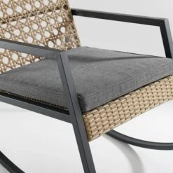Komodo Modern Boho Faux Rattan & Metal Outdoor Rocking Chair With Cushion - Brown/Gray - Saracina Home 5 Komodo Modern Boho Faux Rattan & Metal Outdoor Rocking Chair With Cushion - Brown/Gray - Saracina Home -Saracina Home Shop GUEST 4268a33a 53bd 49e0 b7a4 c9883457bf9f