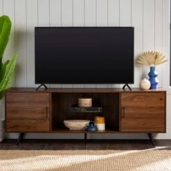 2 Door Mid-Century Modern Wood Storage TV Stand For TVs Up To 80" - Saracina Home -Saracina Home Shop GUEST 474e4bb8 d0cb 4809 ba15 d0ecb3aa5ec4