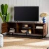 2 Door Mid-Century Modern Wood Storage TV Stand For TVs Up To 80" - Saracina Home